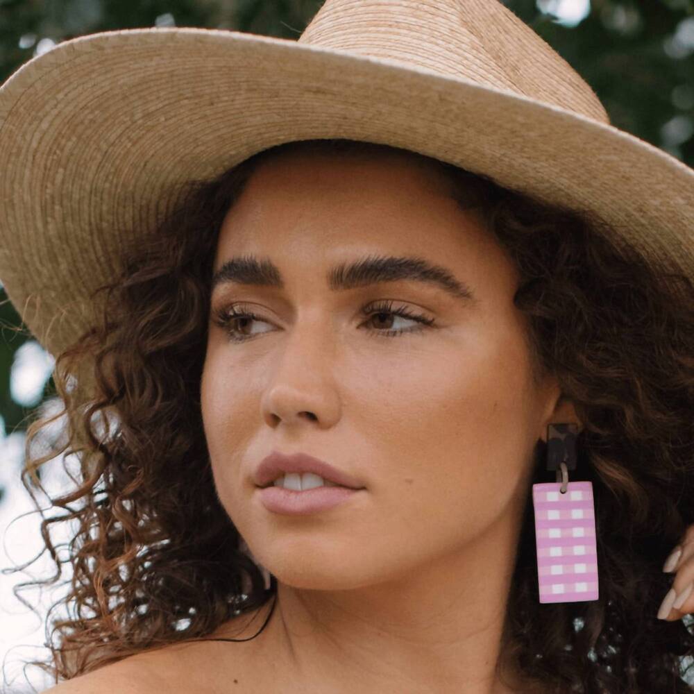 NEW SUNSHINE TIENDA women's gingham earrings in pink